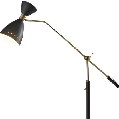 Black Adjustable LED Floor Lamp with Cone Shade