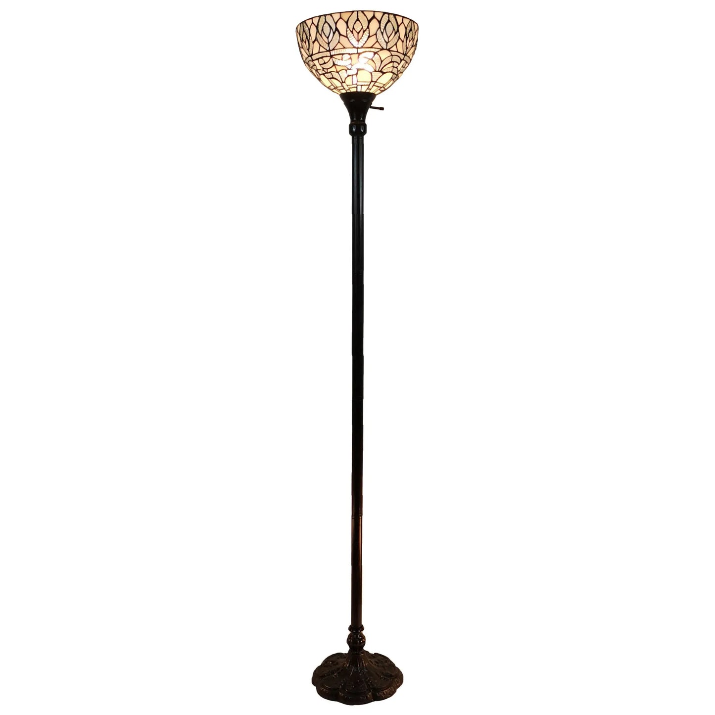 Brown & White Blue Glass Floor Lamp