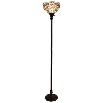 Brown & White Blue Glass Floor Lamp