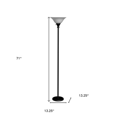 Black Torchiere Floor Lamp with Glass Dome Shade