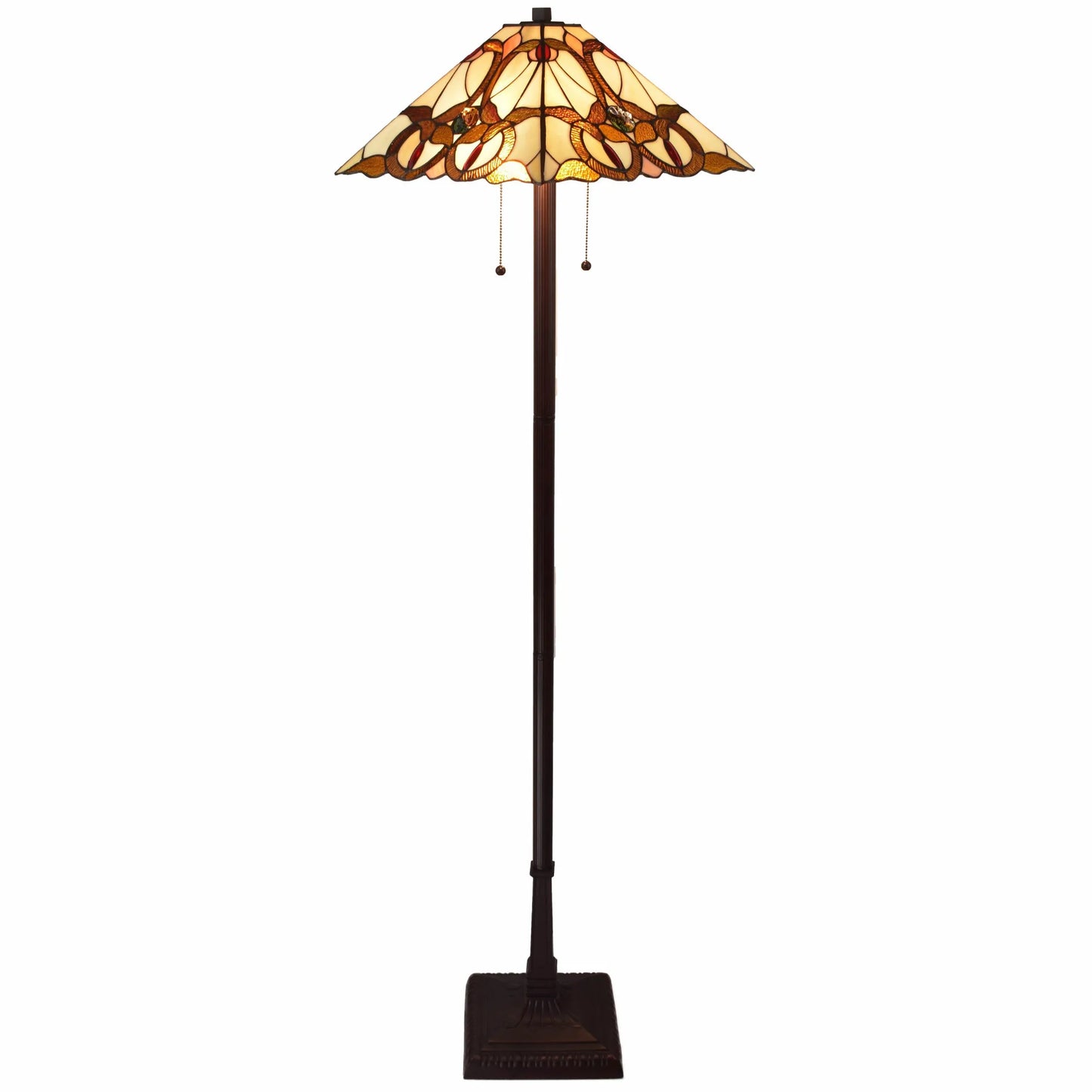 Dragonfly Glass Torchiere Floor Lamp