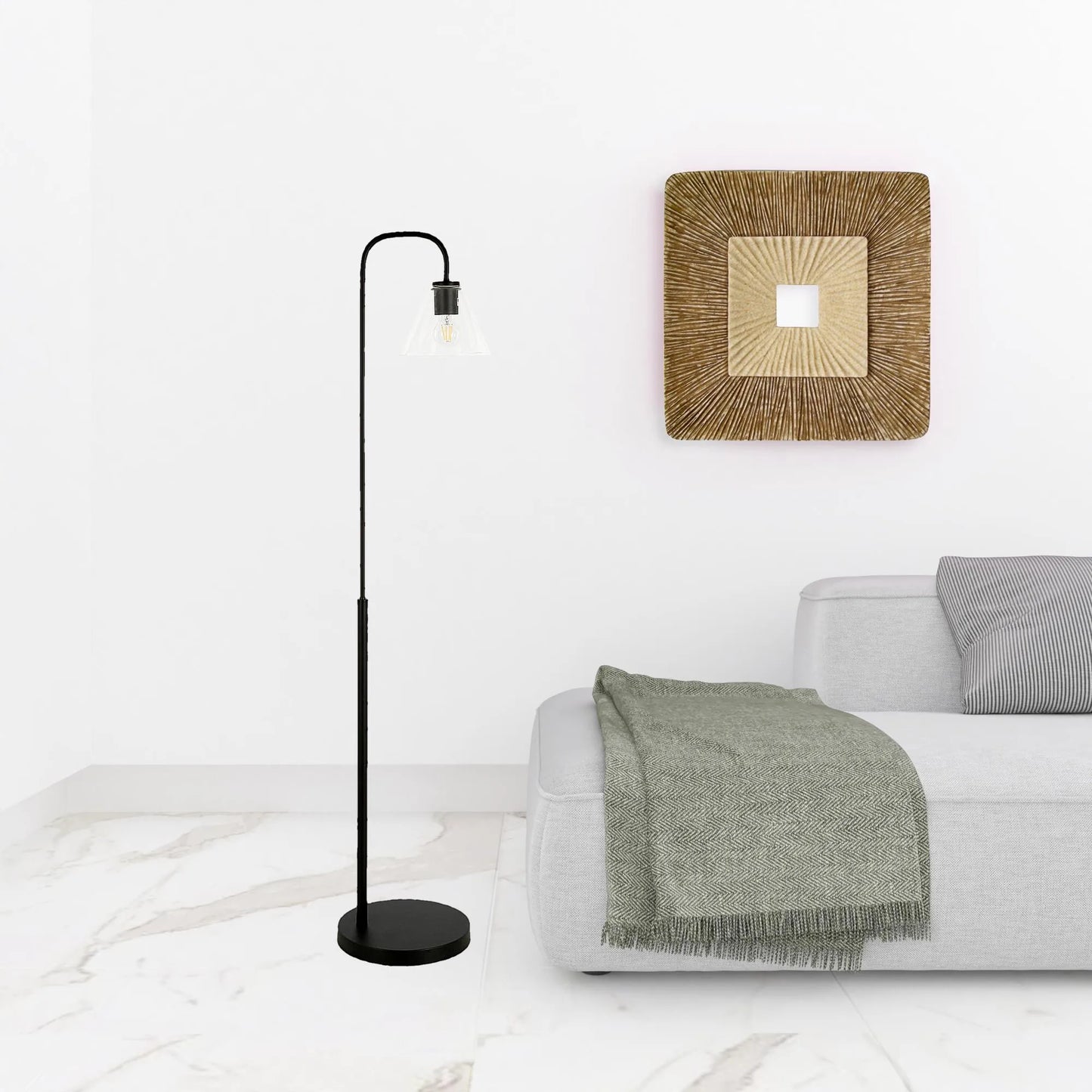 Modern LED Floor Lamp Black Arc Design
