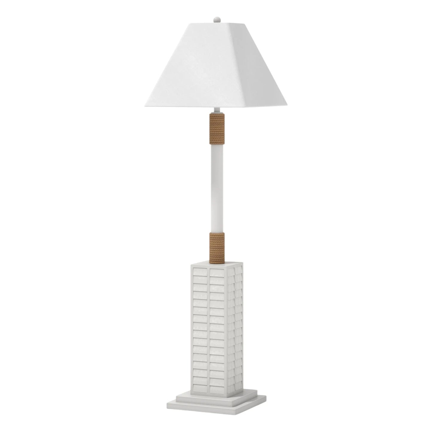 Modern White LED Floor Lamp with Linen Shade