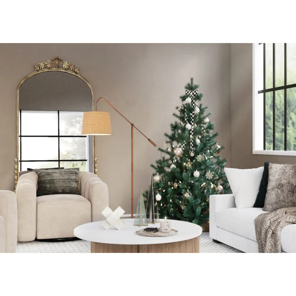 Traditional Adjustable Floor Lamp with Rustic Shade