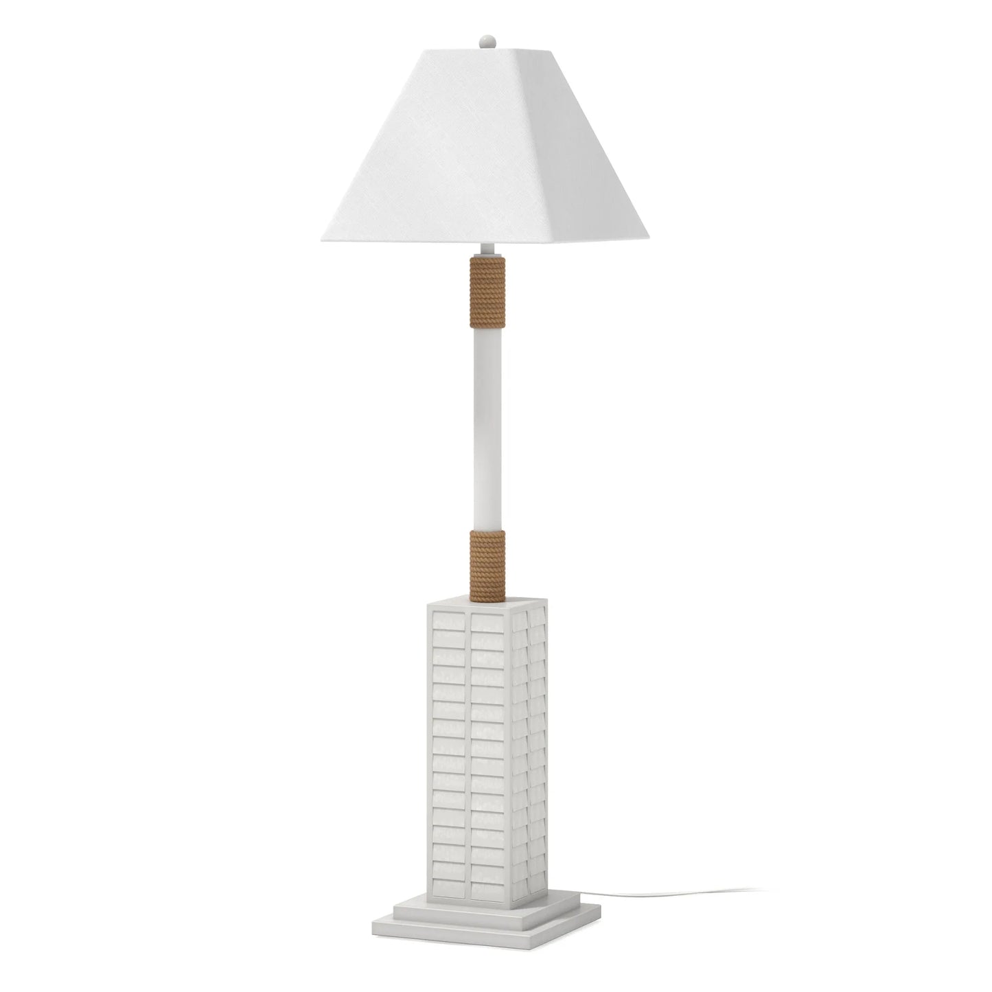 Modern White LED Floor Lamp with Linen Shade