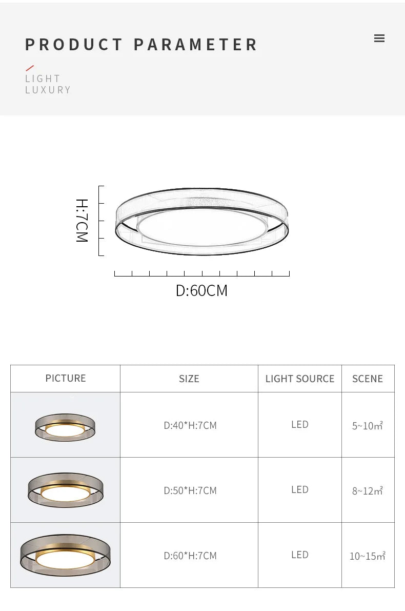 Nordic Copper LED Round Ceiling Light