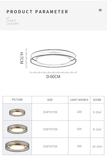Nordic Copper LED Round Ceiling Light