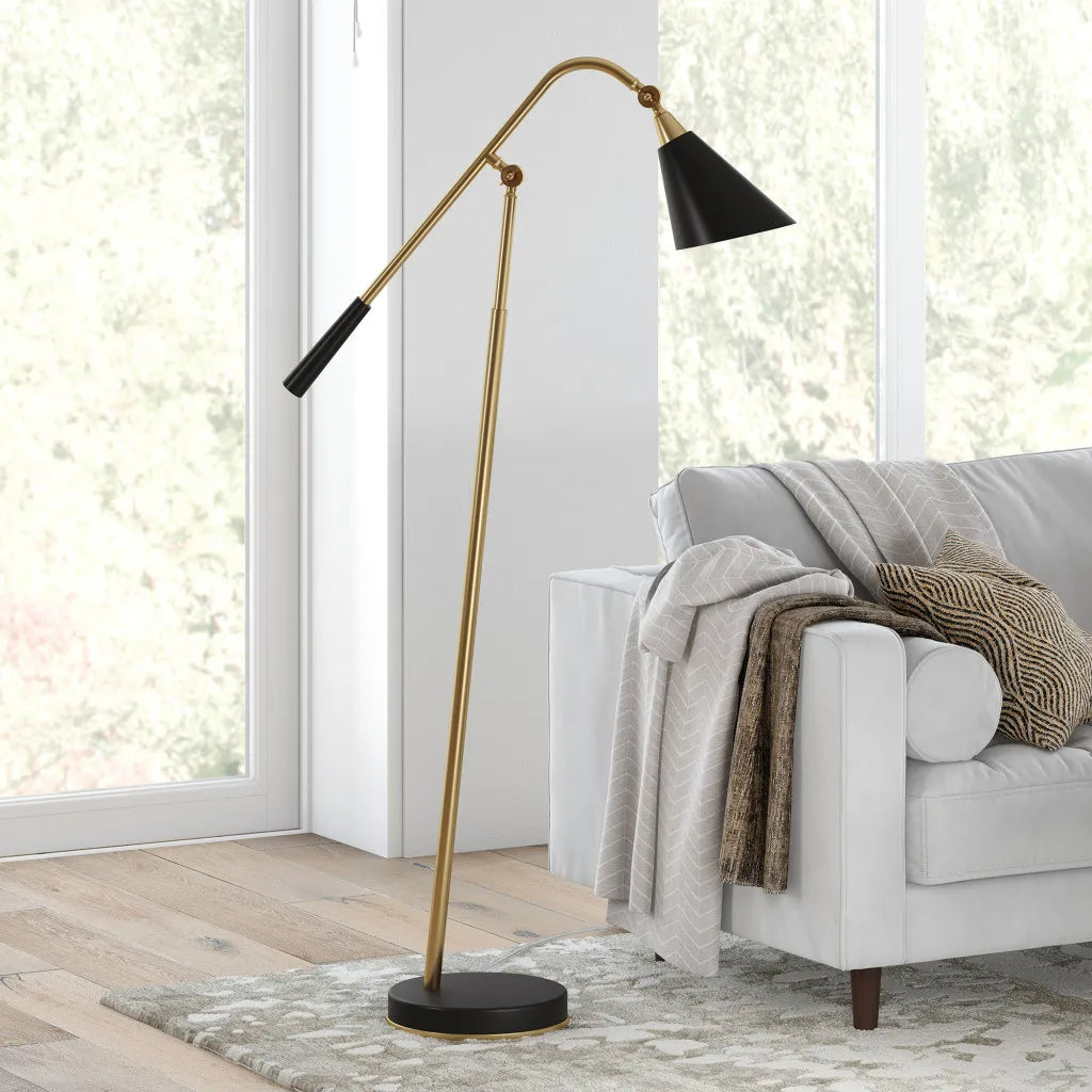 Modern Swing Arm Floor Lamp with Cone Shade
