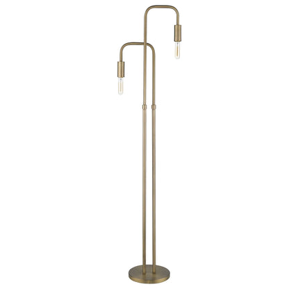 Two-Light Torchiere Floor Lamp with Metal Shade