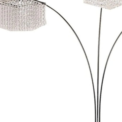 Silver Three-Light Crystal Floor Lamp