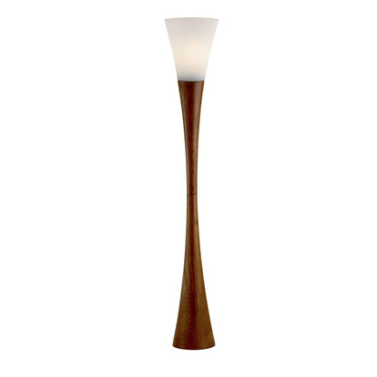 Brown and White Wood Floor Lamp with Acrylic Shade