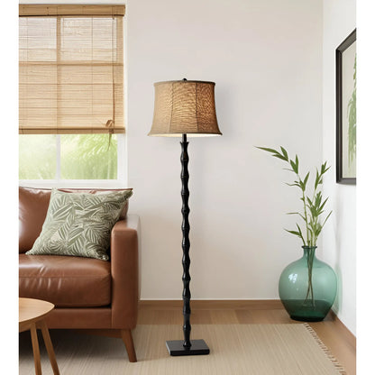 Modern Floor Lamp with Burlap Shade