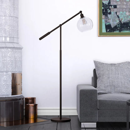 Modern Black Reading Floor Lamp with Globe Shade