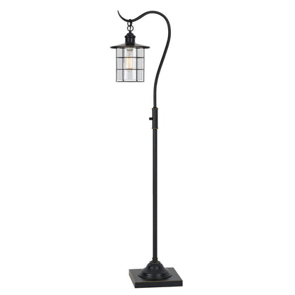 Antiqued Bronze European Floor Lamp with Glass Shade