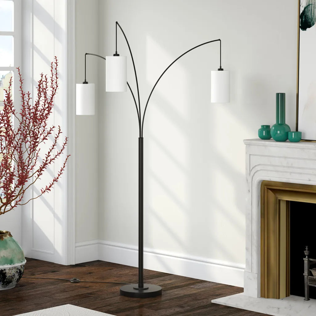 Black Three-Light Torchiere Floor Lamp