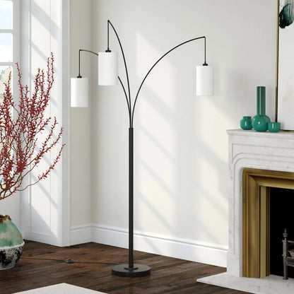 Black Three-Light Torchiere Floor Lamp