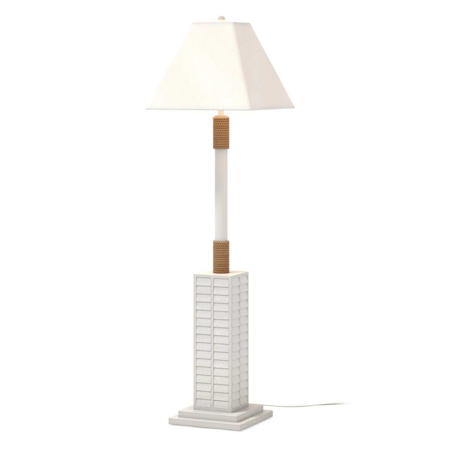 Modern White LED Floor Lamp with Linen Shade