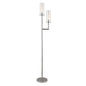 Nickel Two-Light Torchiere Floor Lamp with Glass Shade
