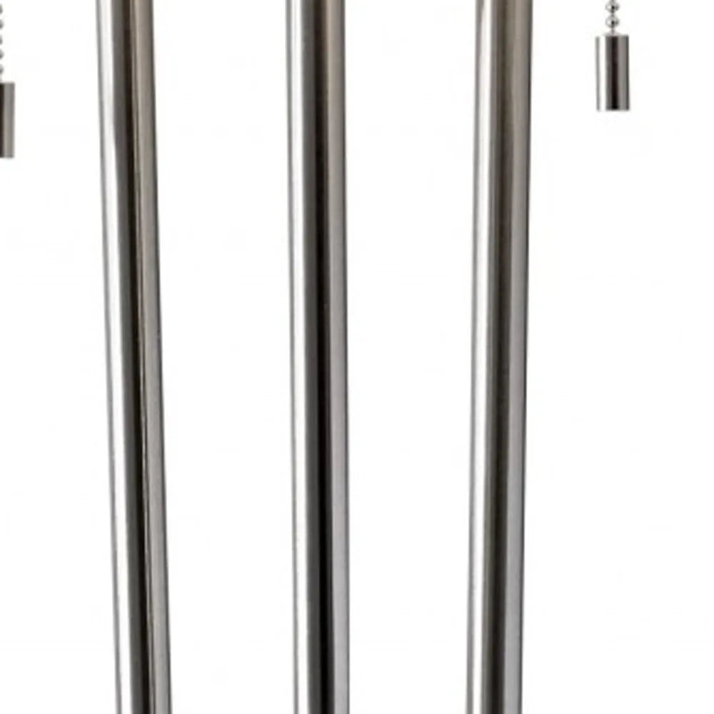 Silver Two-Light Floor Lamp with Linen Shade