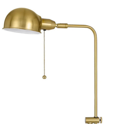 Brass Adjustable Floor Lamp with Dome Shade