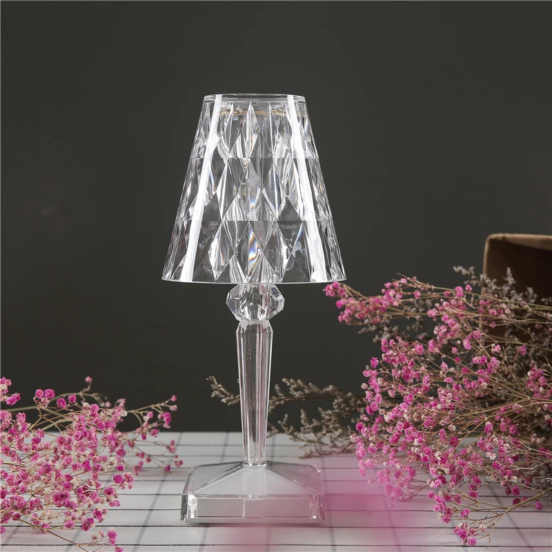 Diamond Glow: USB Rechargeable Touch Table Lamp