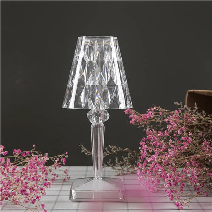Diamond Glow: USB Rechargeable Touch Table Lamp