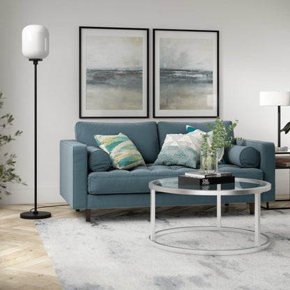 Black LED Floor Lamp with Globe Shade