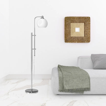 Nickel Adjustable Floor Lamp with Globe Shade