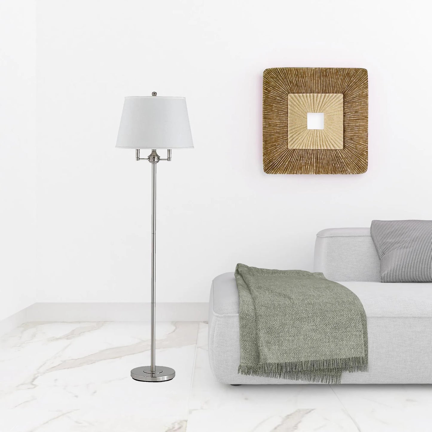 Nickel Four-Light Floor Lamp with Square Shade