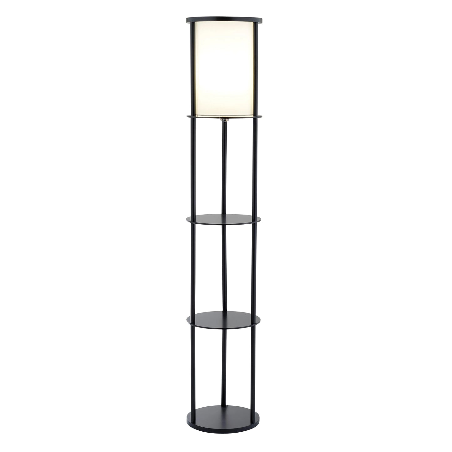 Black Column Floor Lamp with Cylinder Shade
