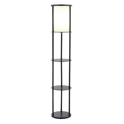 Black Column Floor Lamp with Cylinder Shade