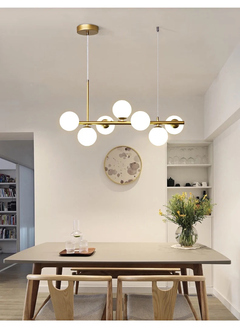 Glass Ball Linear Chandelier