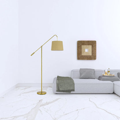 Antiqued Brass Drum Shade Floor Lamp