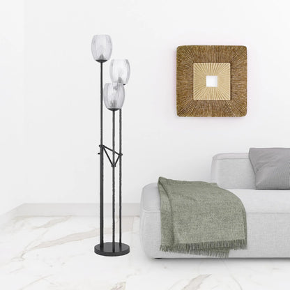 Traditional Black Floor Lamp with Dome Shade