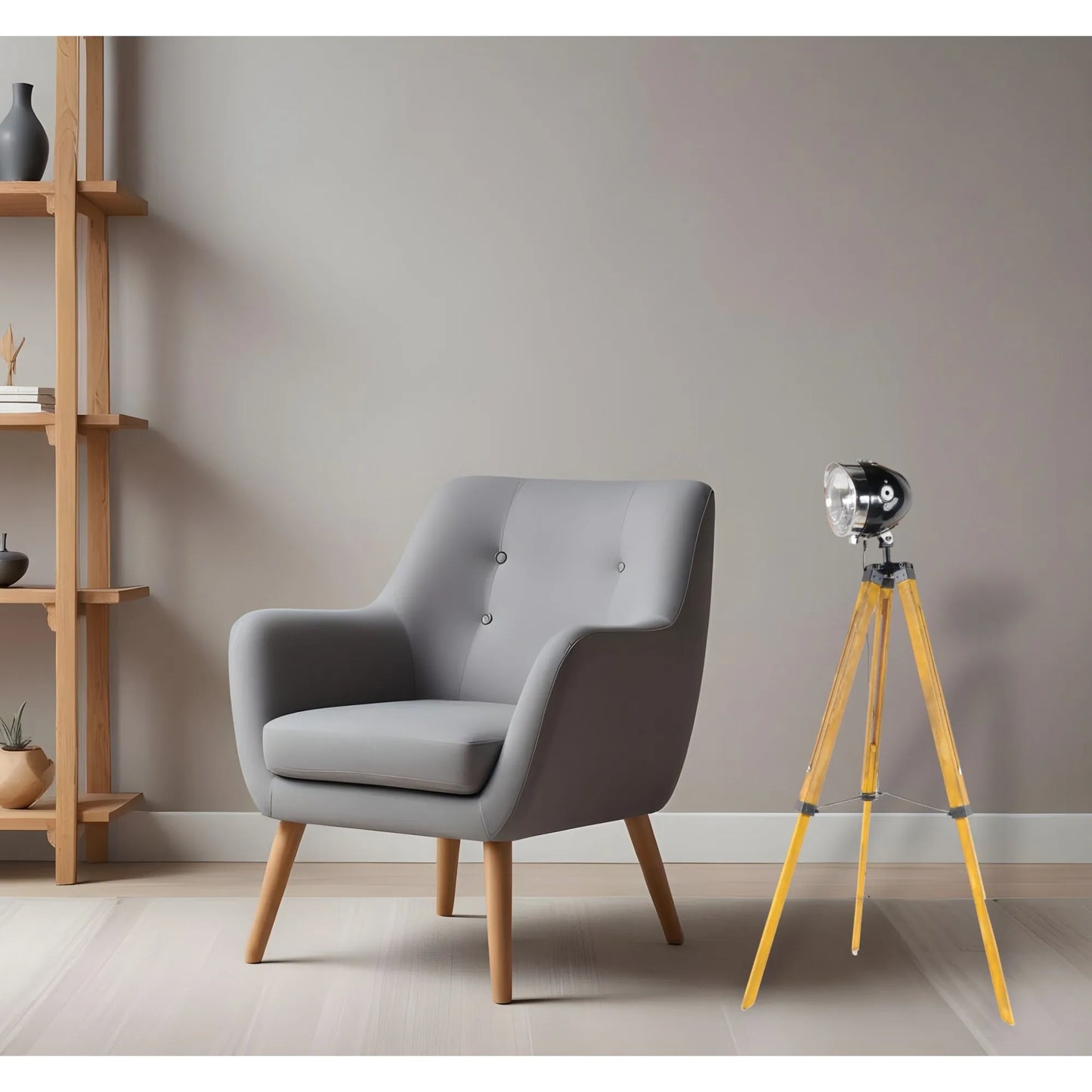 Brown LED Tripod Floor Lamp