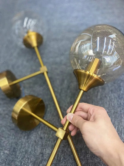 Gold Aura Round Glass Wall Sconce - Nordic Style