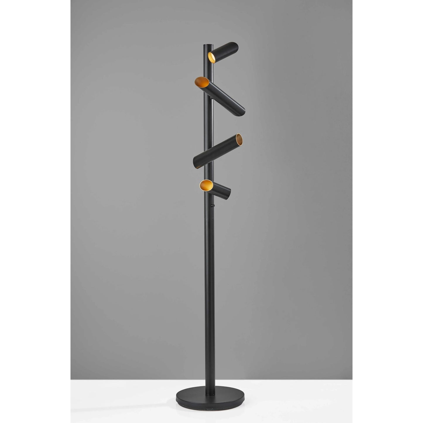 Modern Black Tree Floor Lamp with Cylinder Shades