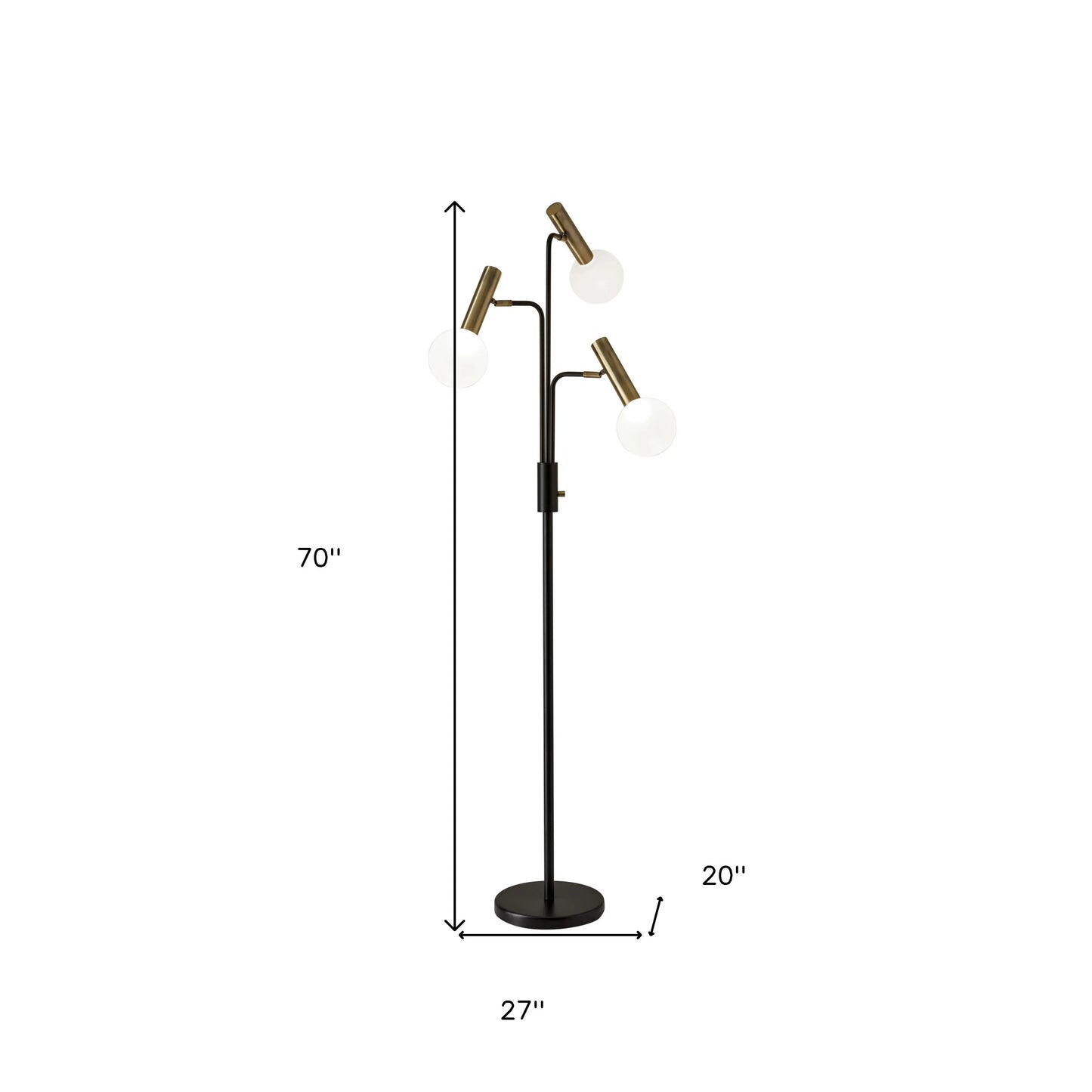 Black and Bronze Three-Light LED Tree Floor Lamp