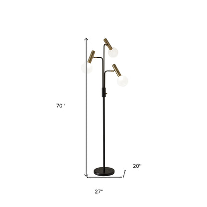 Black and Bronze Three-Light LED Tree Floor Lamp