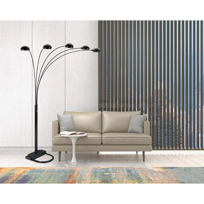 Black Five-Light Arc Floor Lamp