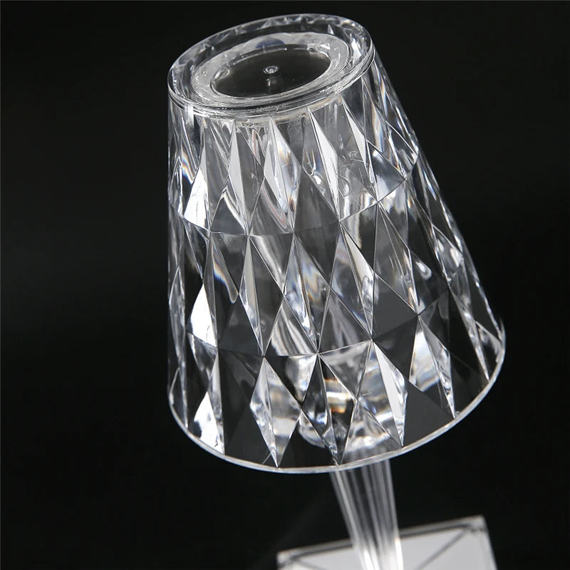 Diamond Glow: USB Rechargeable Touch Table Lamp