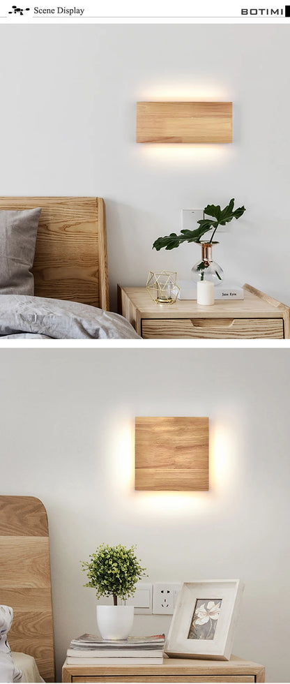 Nordic Wood Wall Sconce - Elegant Bedside Light