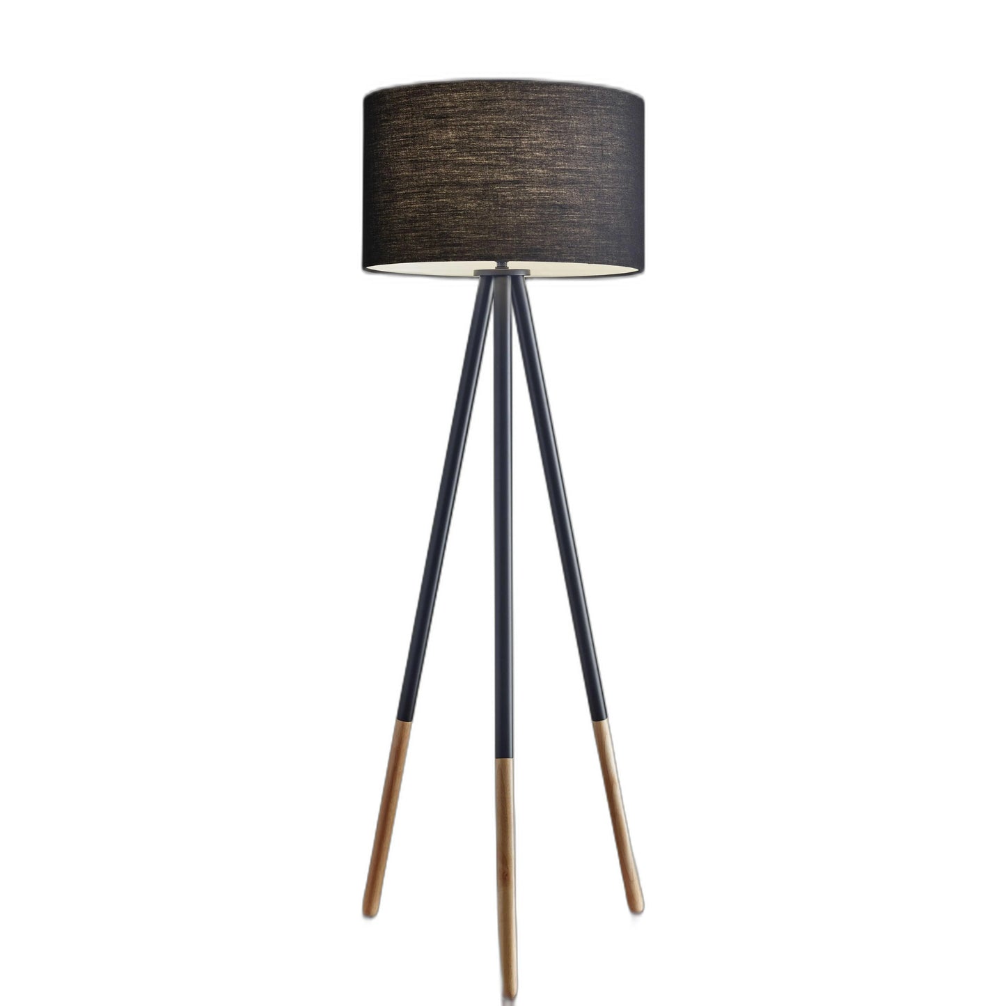 Contemporary Black Tripod Floor Lamp with Drum Shade