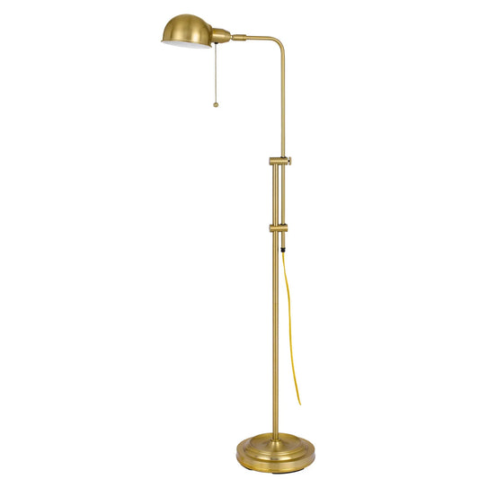 Brass Adjustable Floor Lamp with Dome Shade
