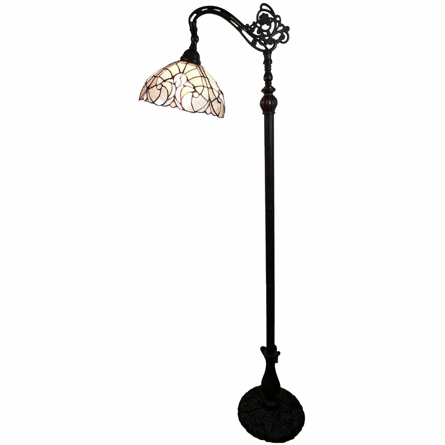 Modern LED Floor Lamp Brown and White Plastic Body