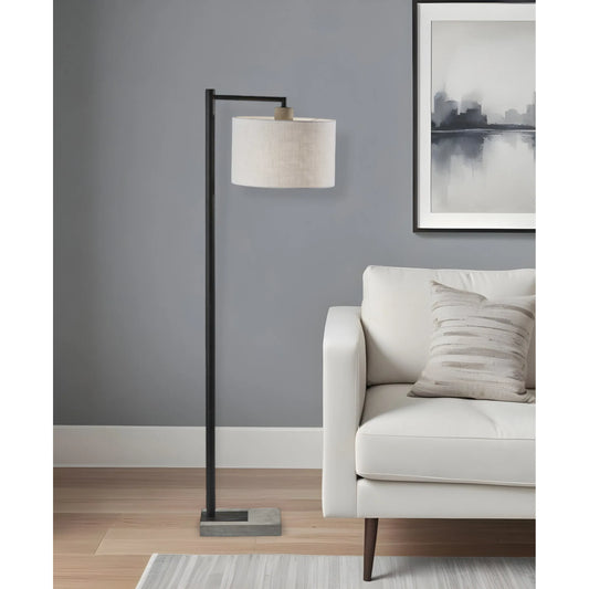 Modern Arc Floor Lamp with Fabric Shade