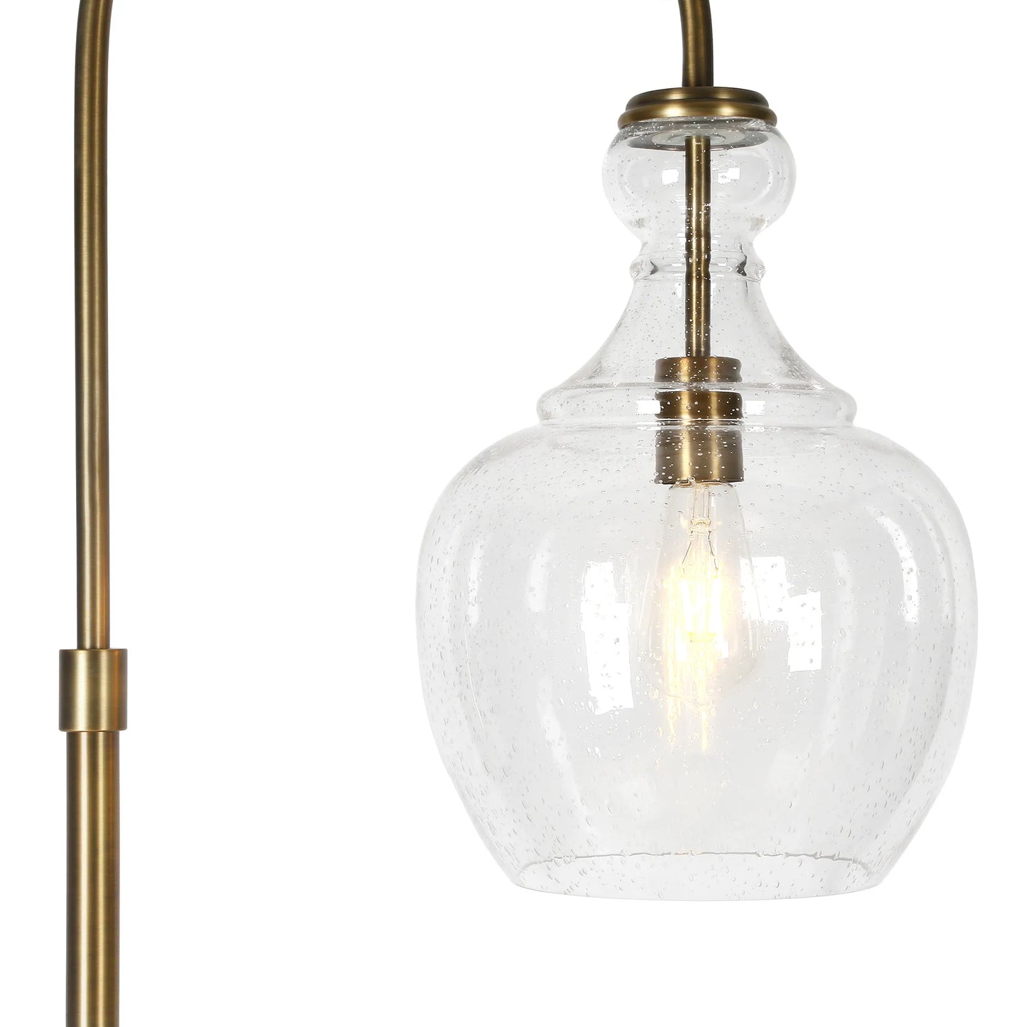 Brass Arched Floor Lamp with Glass Dome Shade
