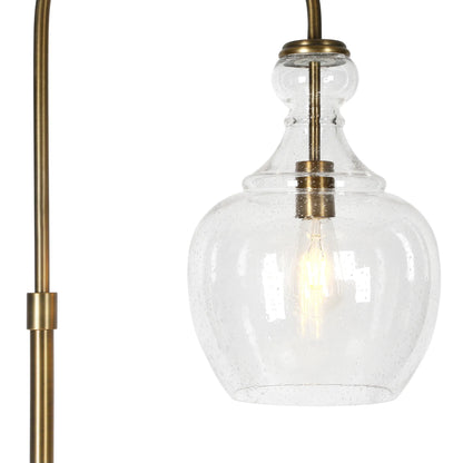 Brass Arched Floor Lamp with Glass Dome Shade