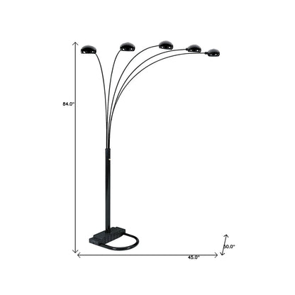 Black Five-Light Arc Floor Lamp