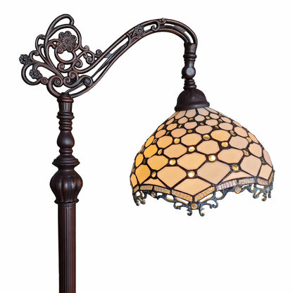 Brown & White Glass Bowl Floor Lamp